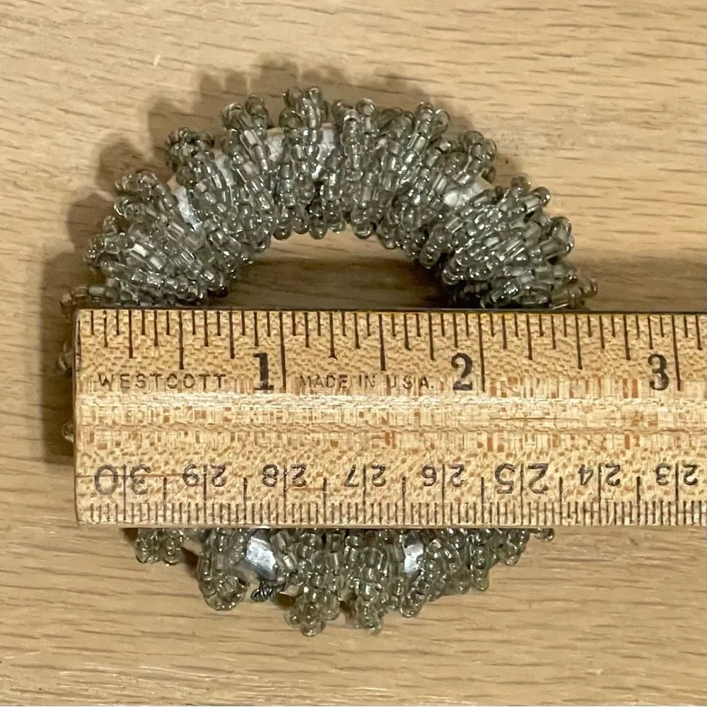 Glass Beaded Sparkly Silver Napkin Rings Holiday Special Occasion Party Set of 6